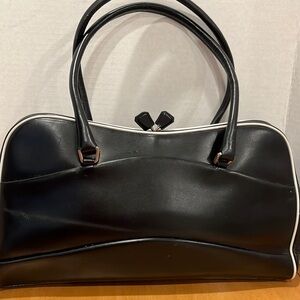 Prada vintage new sample polished calf kiss lock Hollywood Style long handles
